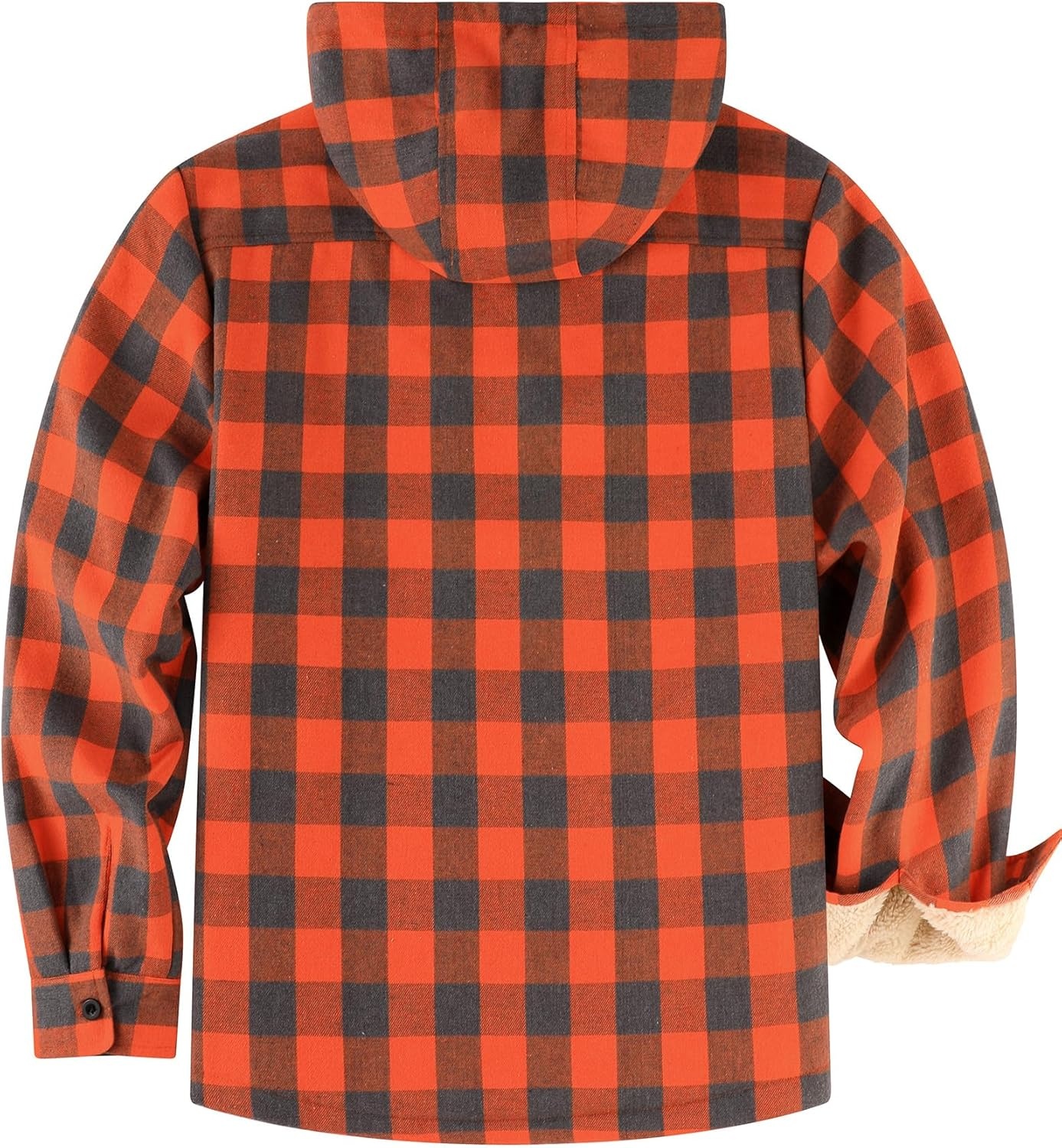 image:imageZITY Mens Flannel Jacket Plaid Zip Up Hoodie Fleece Jacket Sherpa Lined Sweatshirt Warm Winter Coat with PocketOrange