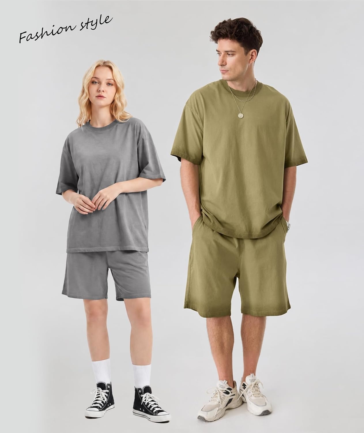 image:imageZITY Mens Short Sets 2 Piece Summer Outfits Oversized Short Sleeve Acid Wash TShirt Shorts Set Casual Cotton TracksuitsGreen