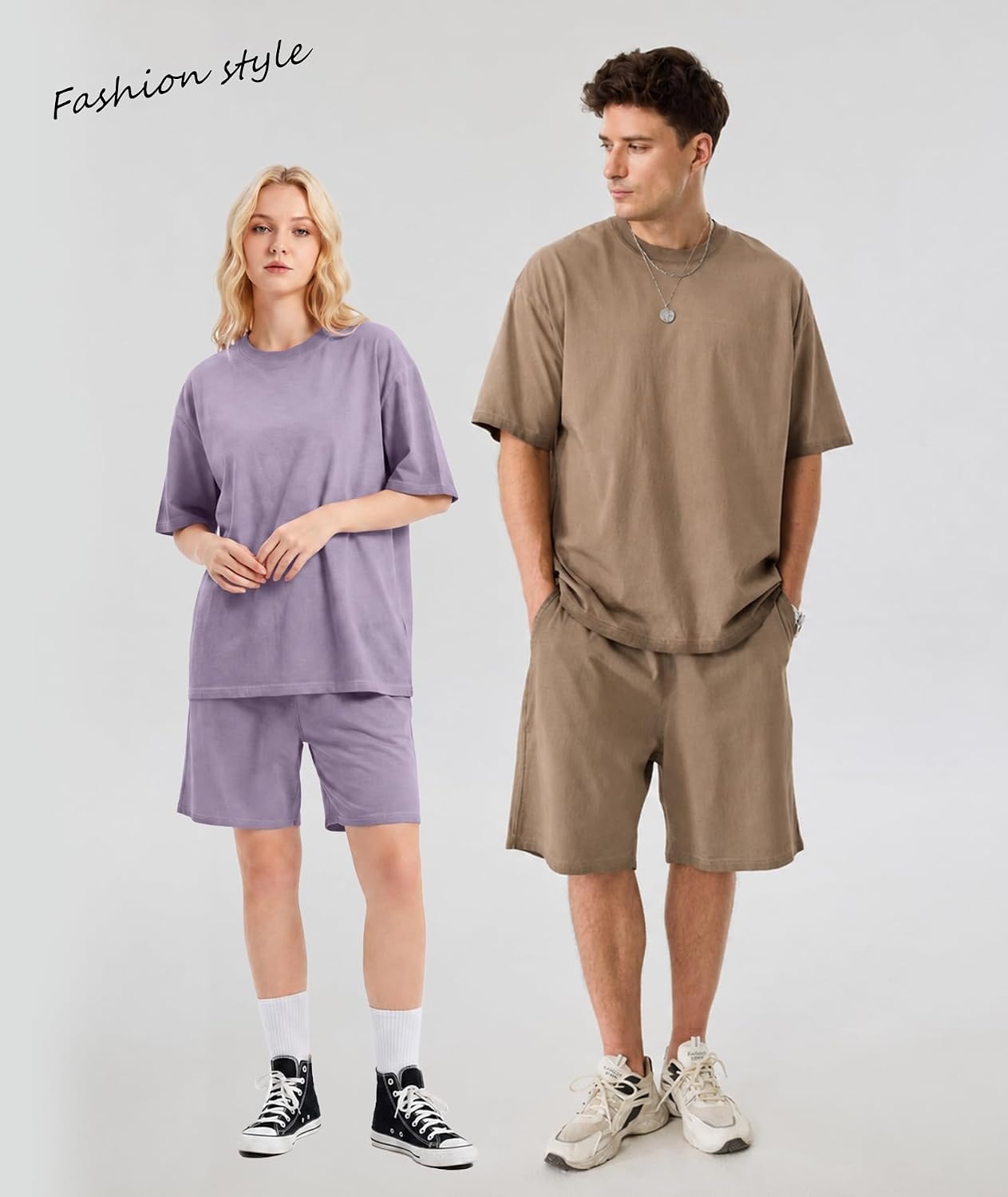 image:imageZITY Mens Short Sets 2 Piece Summer Outfits Oversized Short Sleeve Acid Wash TShirt Shorts Set Casual Cotton TracksuitsPurple