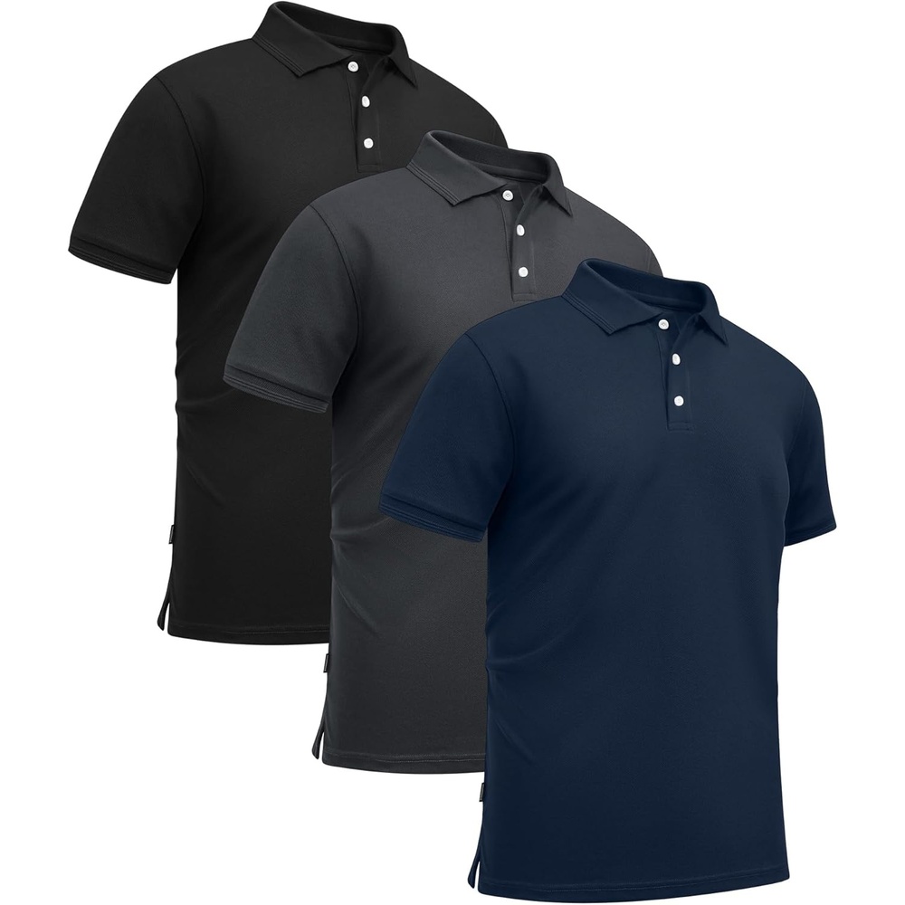 image:imageZITY 3 Pack Mens Polo Shirts Short Sleeve Sports MoistureWicking Golf Shirt Business Causal Summer TopsBlacknavydark Grey
