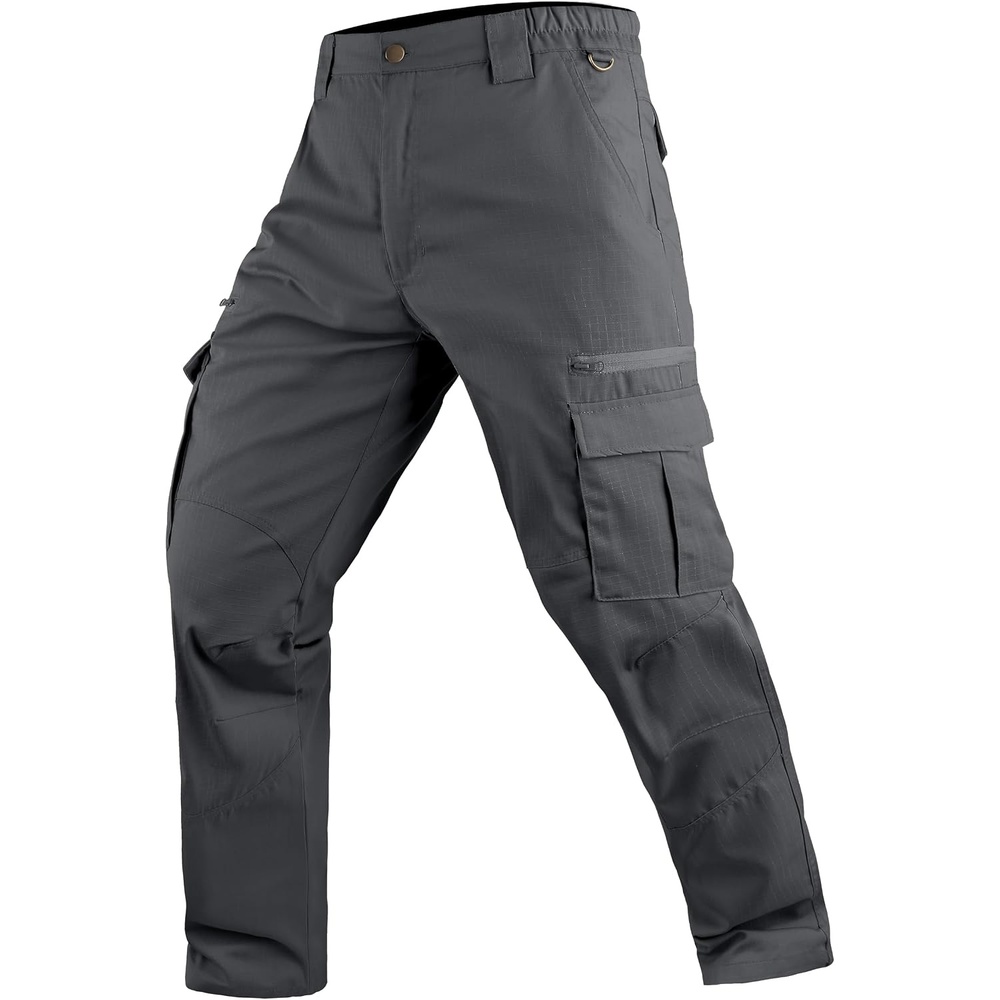 image:imageZITY Mens Ripstop Tactical Cargo Pants Water Resistant Lightweight 9 Pockets EDC Work Pants Outdoor Hiking ConstructionGrey