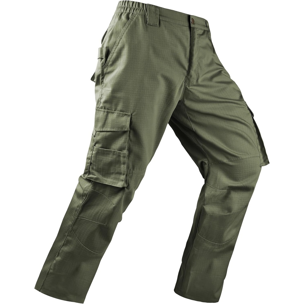 image:imageZITY Mens Work Pants Cargo Pants Ripstop Water Resistant with 11 Pockets for Hiking TacticalArmy Green