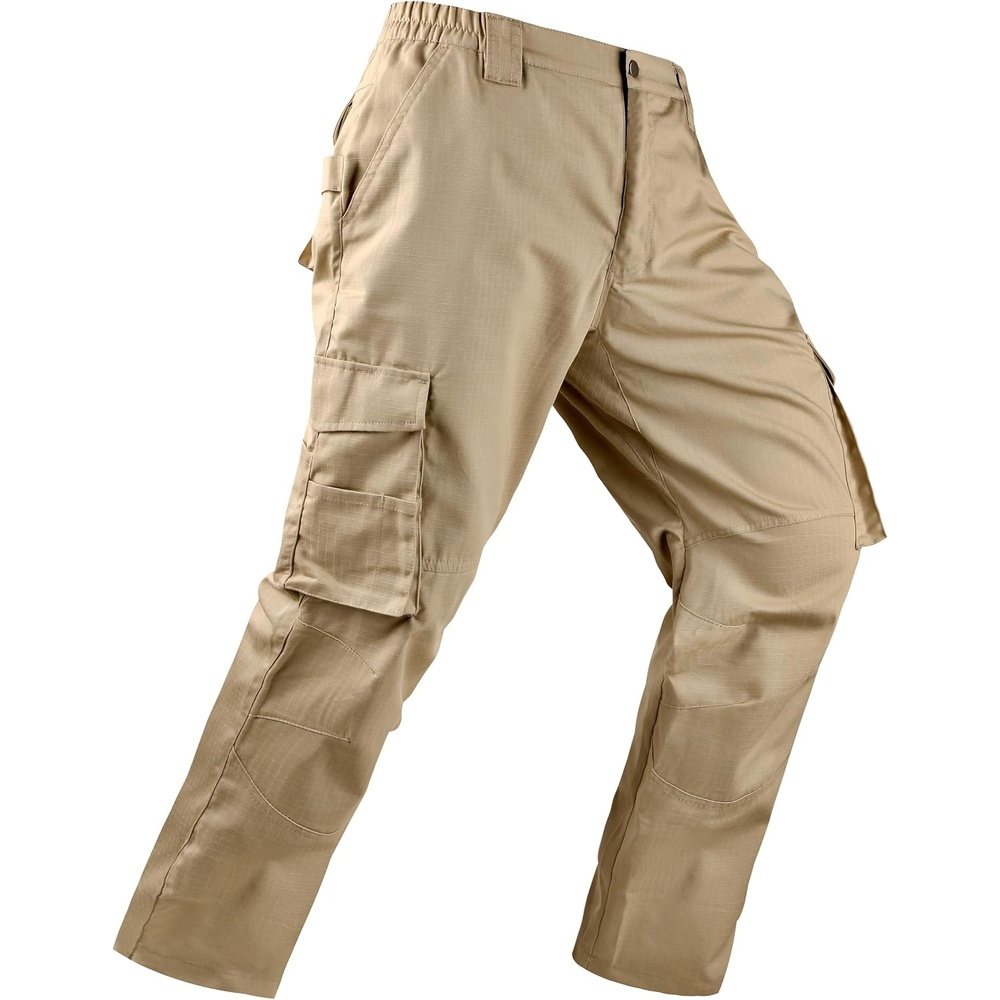 image:imageZITY Mens Work Pants Cargo Pants Ripstop Water Resistant with 11 Pockets for Hiking TacticalLight Khaki