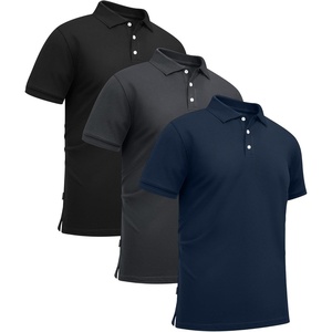 ZITY 3 Pack Mens Polo Shirts Short Sleeve Sports Moisture-Wicking Golf Shirt Business Causal Summer Tops(Black+navy+dark Grey)