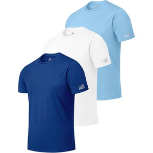 ZITY 3 Pack Men’s Swim Shirt UPF 50+ Rash Guard Short Sleeve Sun Protection T-Shirts Fishing Beach Workout Shirts(Darkblue White Lightblue)
