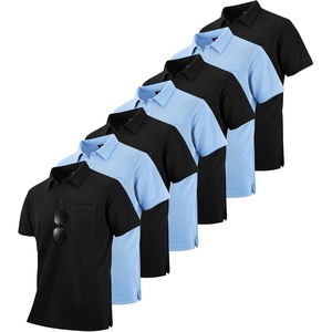 ZITY 7 Pack Mens Polo Shirts with Pocket Moisture Wicking Short Sleeve Outdoor Golf Athletic Work Multipack Shirts(Z-light Blue+black)