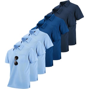ZITY 7 Pack Mens Polo Shirts with Pocket Moisture Wicking Short Sleeve Outdoor Golf Athletic Work Multipack Shirts(Z-light Blue+royal Blue+navy)
