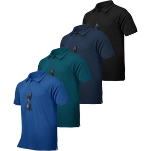 ZITY 4 Pack Men’s Polo Shirt Short Sleeve Athletic Performance Tactical Shirts for Men Outdoor Sport Work T-Shirt(Black Navy Blue Teal Blue)