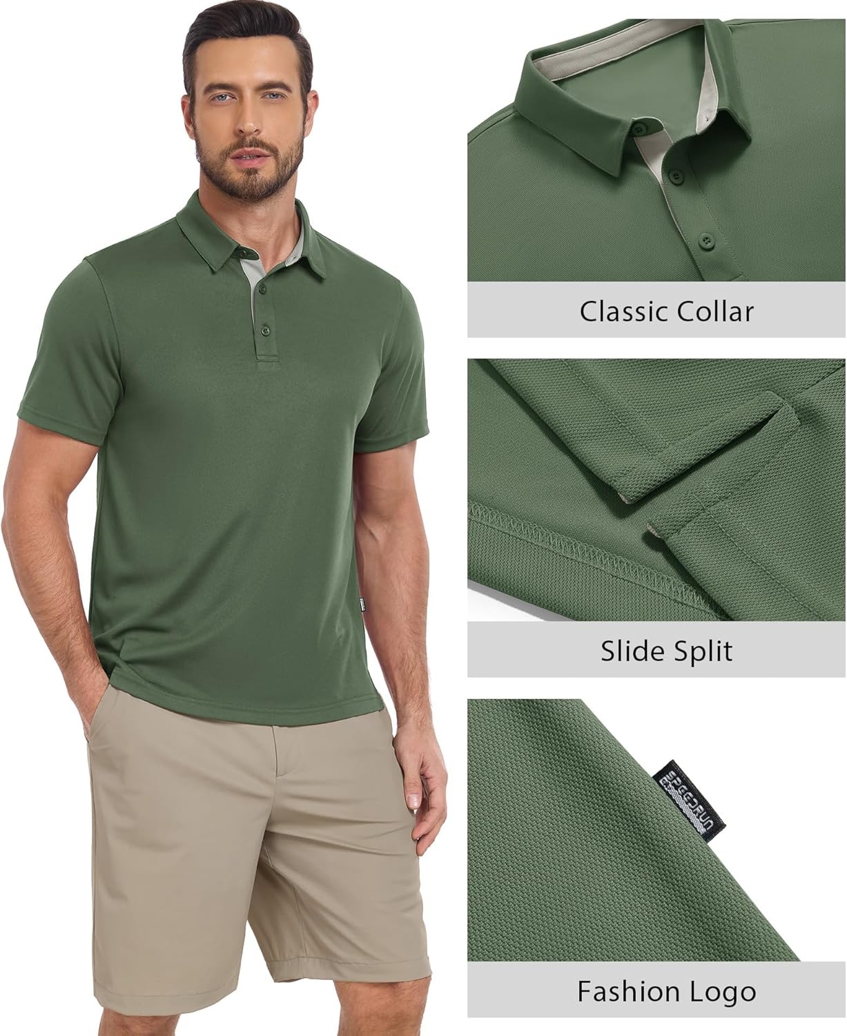image:imageZITY 3 Pack Polo Shirts for Men Short Sleeve Moisture Wicking T Shirt Business Casual Mens Golf Shirts Collared TShirtsBlack Grey Green