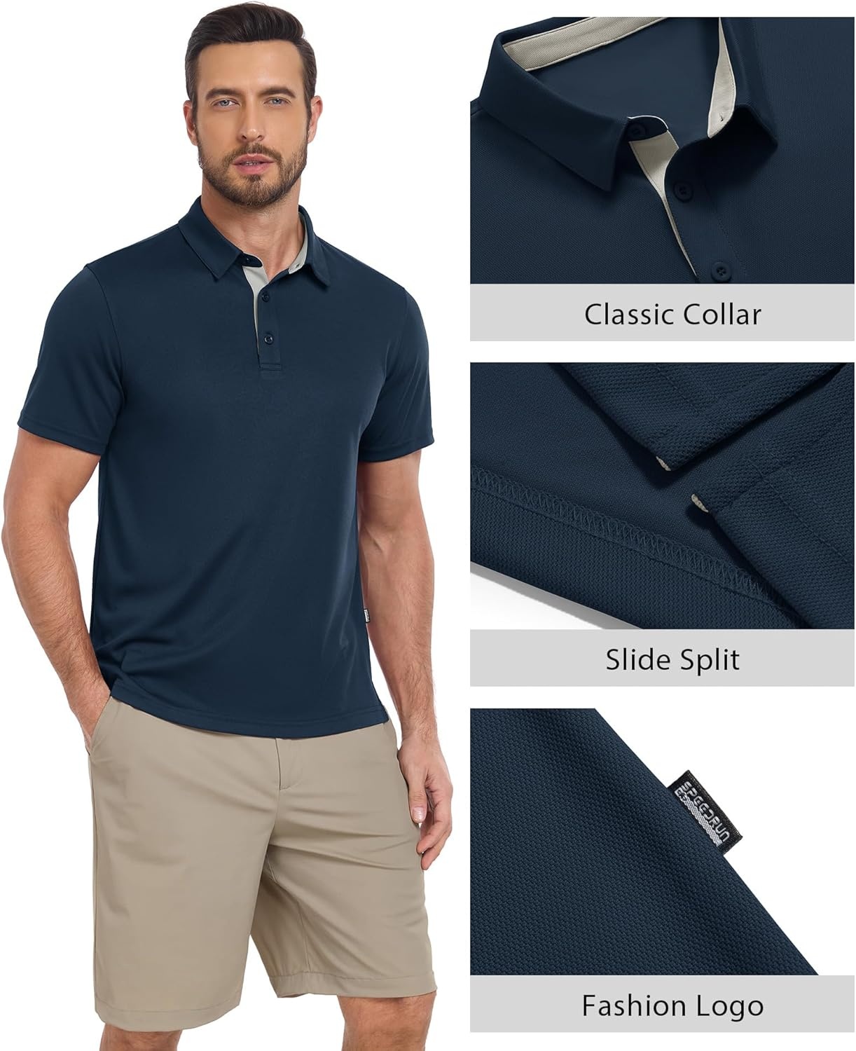 image:imageZITY 3 Pack Polo Shirts for Men Short Sleeve Moisture Wicking T Shirt Business Casual Mens Golf Shirts Collared TShirtsBlack Grey Navy