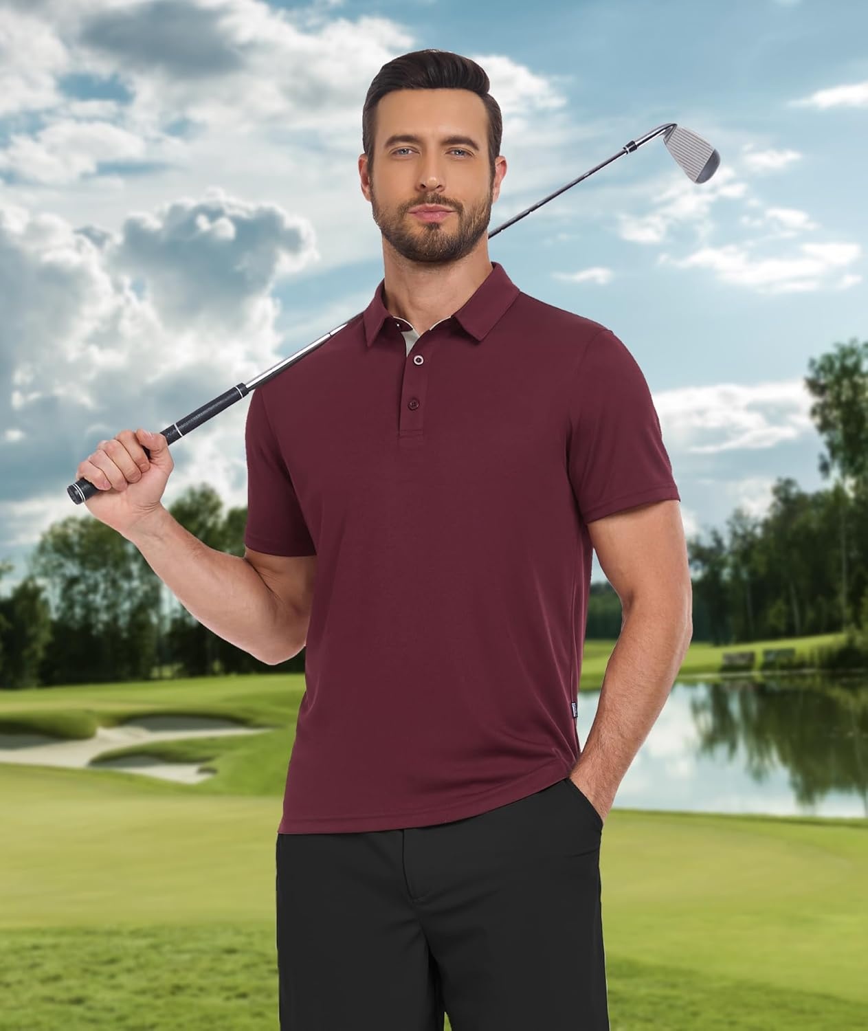 image:imageZITY 3 Pack Polo Shirts for Men Short Sleeve Moisture Wicking T Shirt Business Casual Mens Golf Shirts Collared TShirtsBlack Red Royal