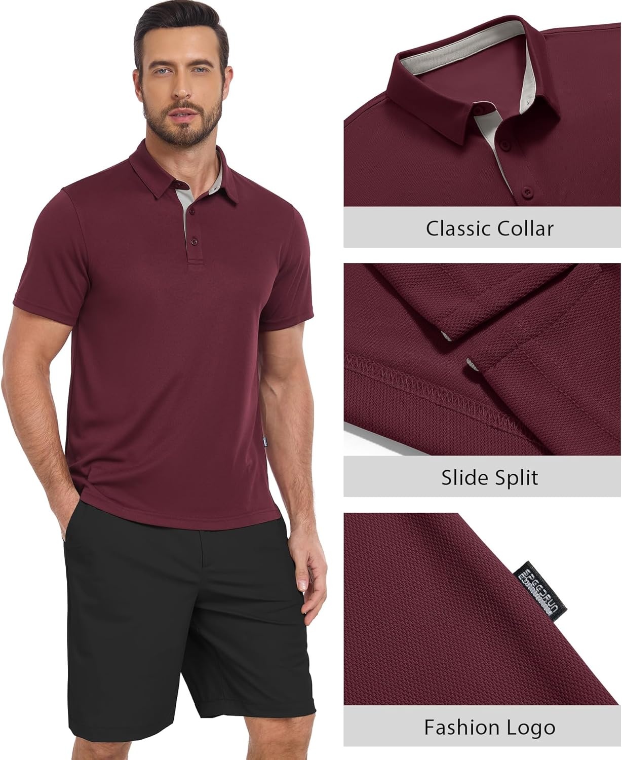 image:imageZITY 3 Pack Polo Shirts for Men Short Sleeve Moisture Wicking T Shirt Business Casual Mens Golf Shirts Collared TShirtsBlack Red Royal