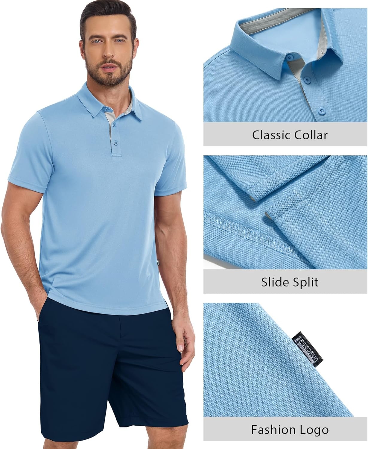 image:imageZITY 3 Pack Polo Shirts for Men Short Sleeve Moisture Wicking T Shirt Business Casual Mens Golf Shirts Collared TShirtsBlue Orange Navy