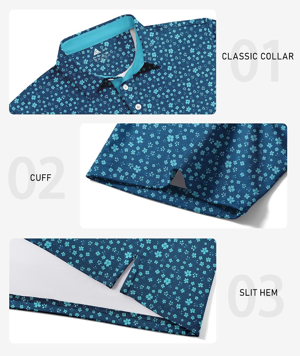 image:imageZITY 5 Pack Mens Golf Shirt Short Sleeve UPF 50 Moisture Wicking Performance Print Patterns Casual Golf Polo Shirts for MenNavy Lightteal Darkviolet Paleblue Darkteal