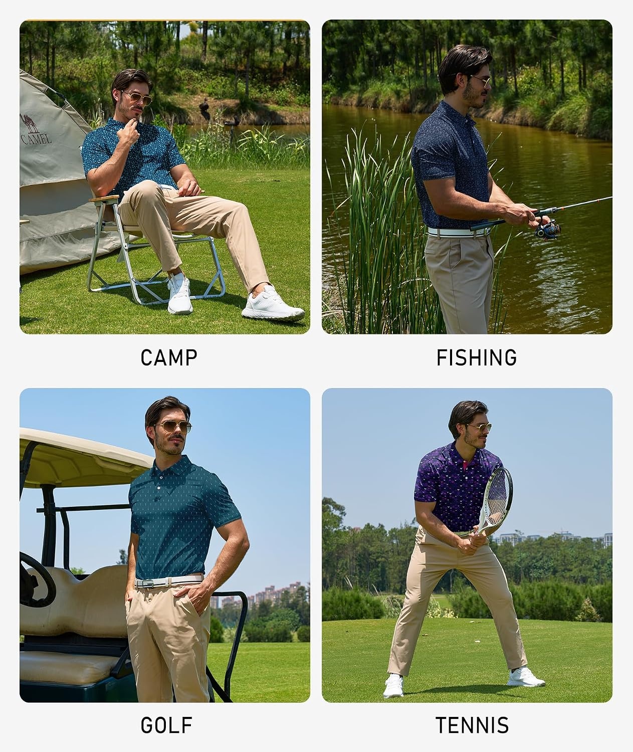 image:imageZITY 5 Pack Mens Golf Shirt Short Sleeve UPF 50 Moisture Wicking Performance Print Patterns Casual Golf Polo Shirts for MenNavy Lightteal Darkviolet Paleblue Darkteal