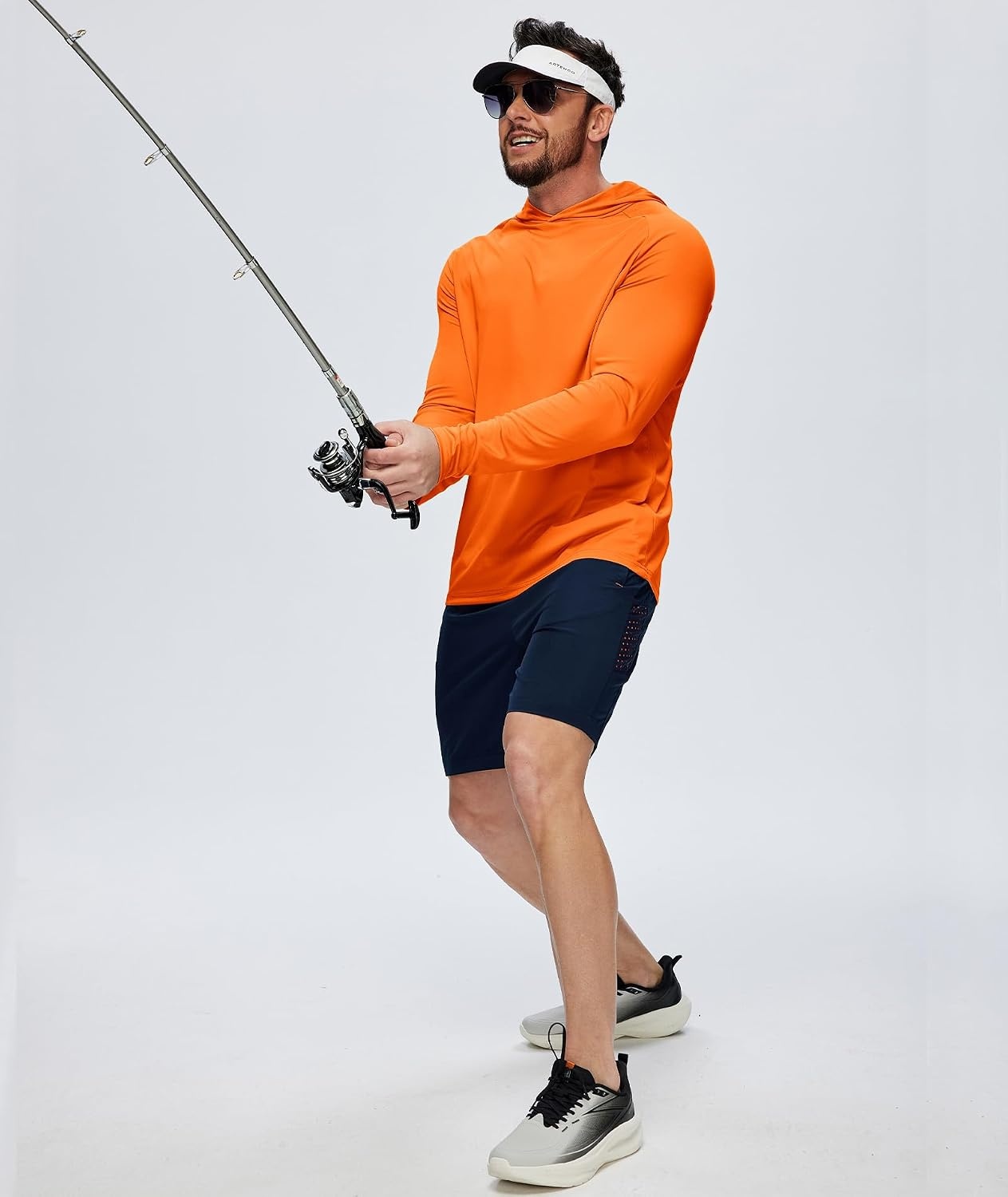 image:imageZITY 5 Pack Mens UPF 50 Hoodie Shirts Sun Protection Athletic Fast Dry Lightweight Rashguard for Fishing Hiking Workout7 Pack 7pcs Orange