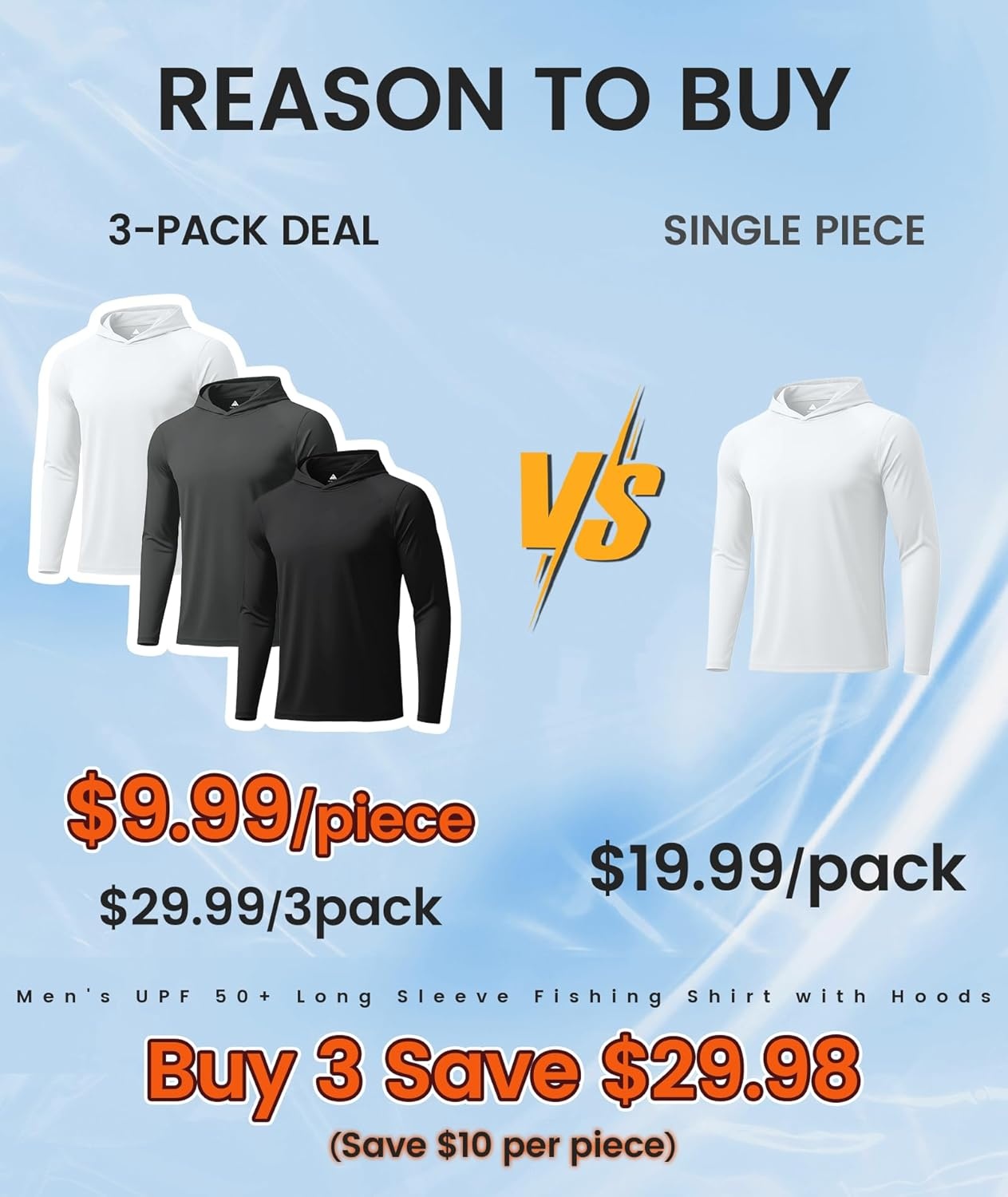 image:imageZITY Fishing T Shirts for Men UV Sun Protection UPF 50 Long Sleeve Tee TShirt Swimming TShirts Rash Guard Mens Shirts Pack