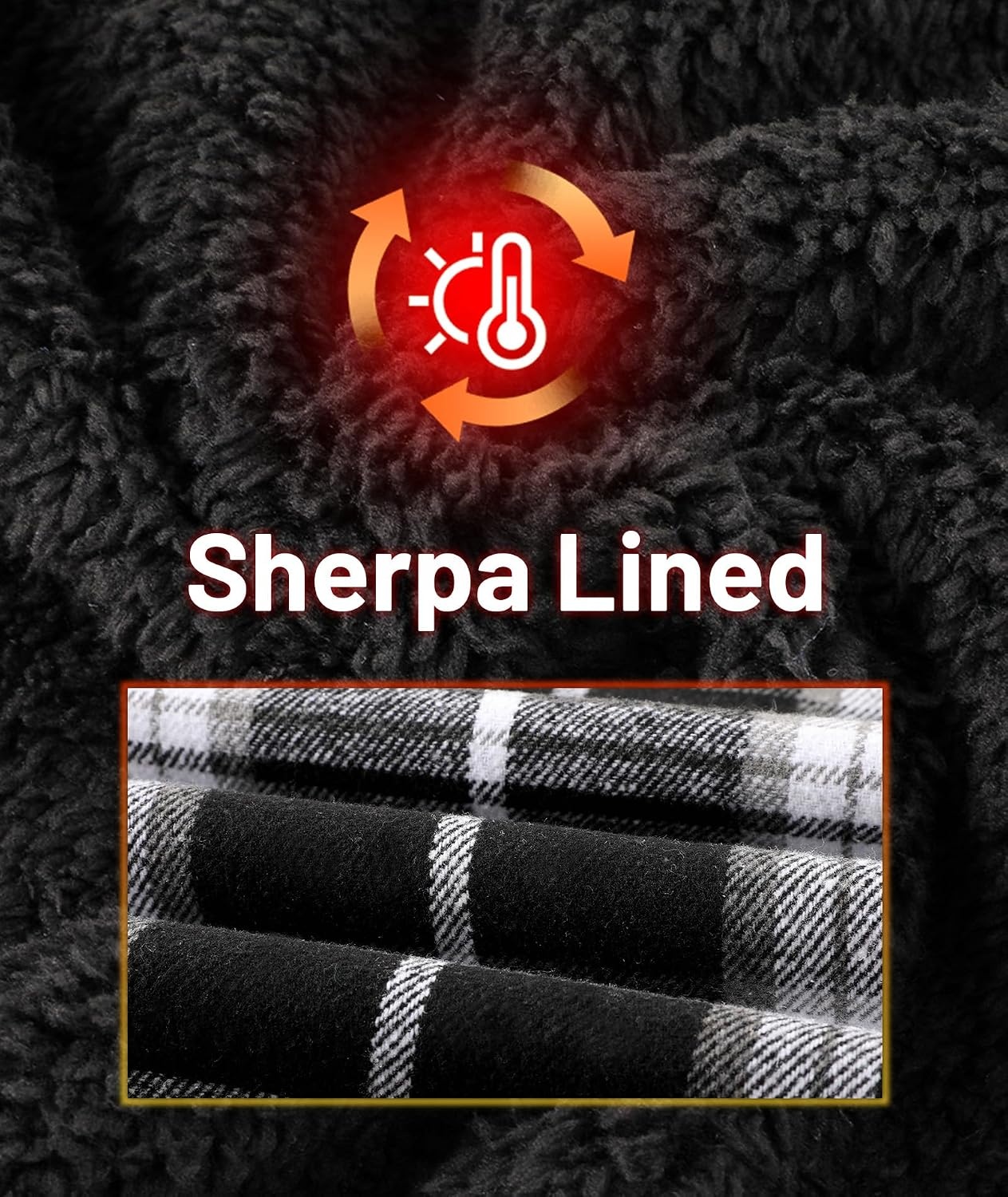 image:imageZITY Flannel Jacket for Men Fleece Plaid Shirts Hoodie Zip Up Sherpa Lined Winter Warm CoatWhite Black