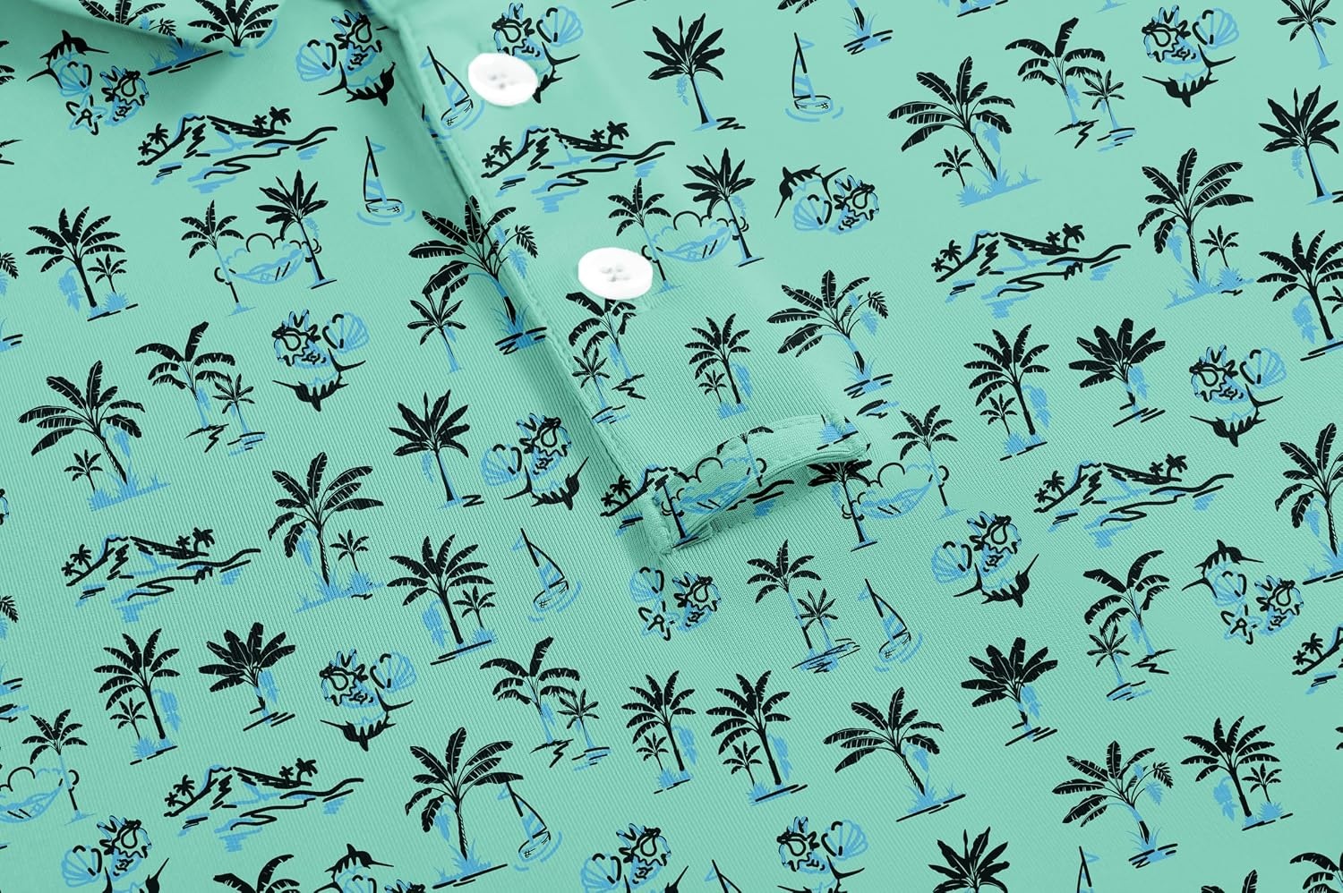 image:imageZITY Mens Golf Polo Shirt Short Sleeve Performance Moisture Wicking Collared Print Shirt for Golf and Casual WearXlight Green Beach