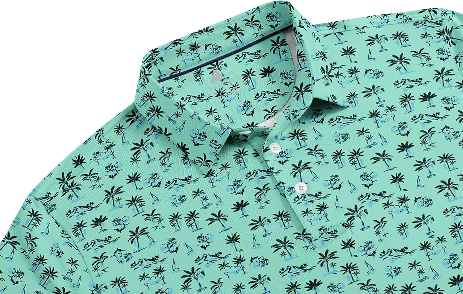 image:imageZITY Mens Golf Polo Shirt Short Sleeve Performance Moisture Wicking Collared Print Shirt for Golf and Casual WearXlight Green Beach