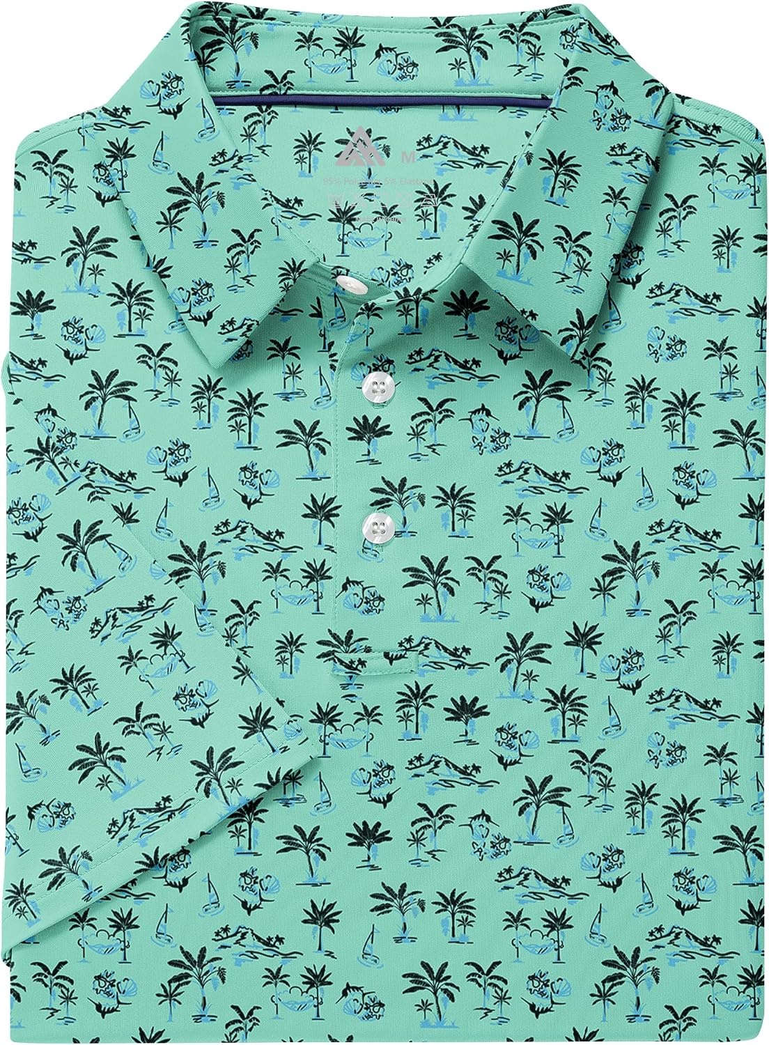 image:imageZITY Mens Golf Polo Shirt Short Sleeve Performance Moisture Wicking Collared Print Shirt for Golf and Casual WearXlight Green Beach