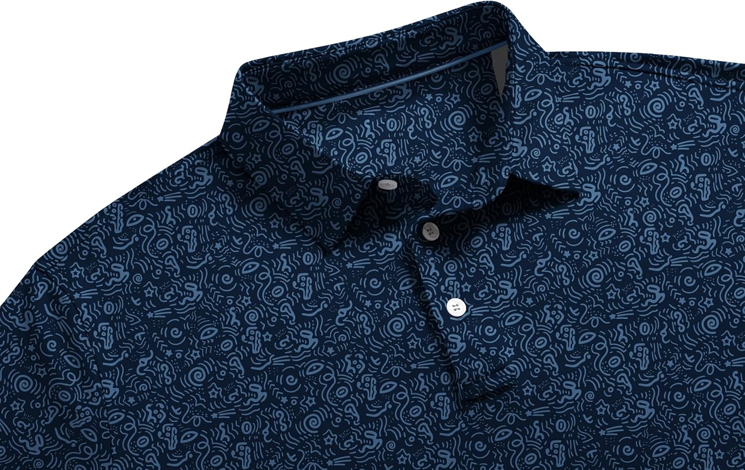 image:imageZITY Mens Golf Polo Shirt Short Sleeve Performance Moisture Wicking Collared Print Shirt for Golf and Casual WearXnavy Blue Graffiti