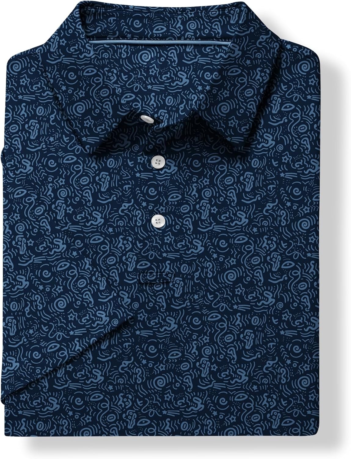 image:imageZITY Mens Golf Polo Shirt Short Sleeve Performance Moisture Wicking Collared Print Shirt for Golf and Casual WearXnavy Blue Graffiti