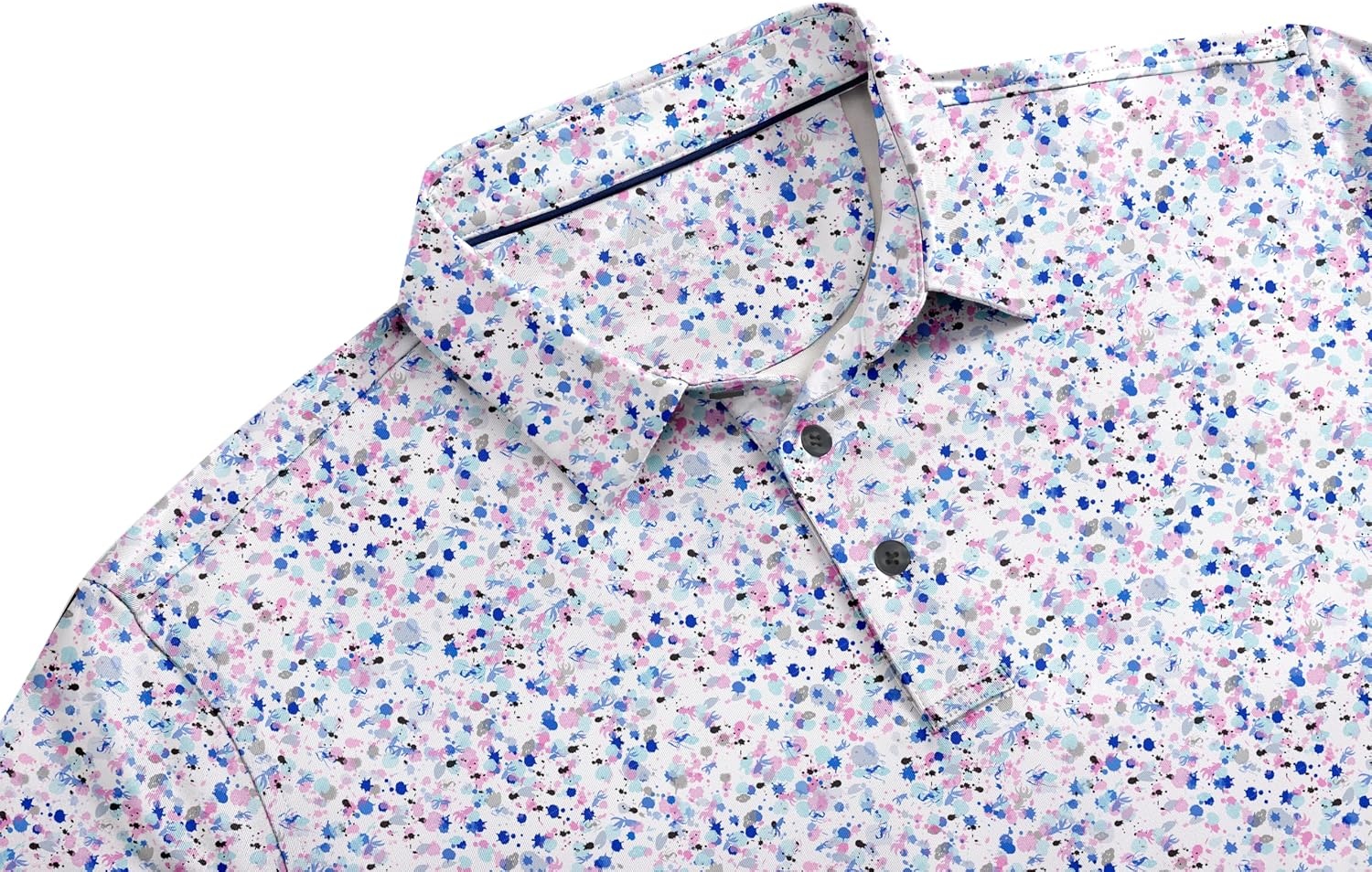 image:imageZITY Mens Golf Polo Shirt Short Sleeve Performance Moisture Wicking Collared Print Shirt for Golf and Casual WearXsplattered Paint