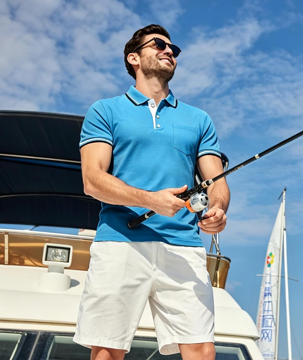 image:imageZITY Mens Polo Shirts Short Sleeve Casual Collared Shirts Moisture Wicking Athletic Work Golf Shirts for Men with PocketBlue Green