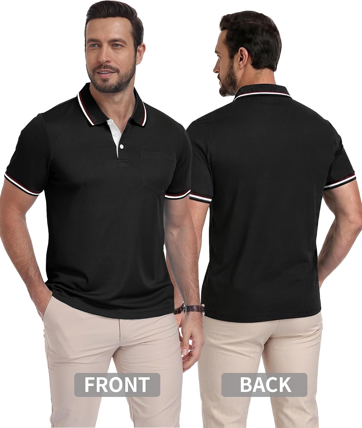 image:imageZITY Mens Polo Shirts Short Sleeve Casual Collared Shirts Moisture Wicking Athletic Work Golf Shirts for Men with PocketDark Grey