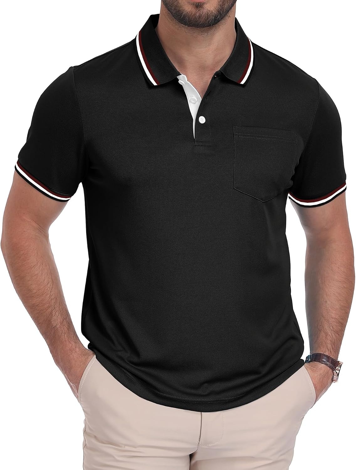 image:imageZITY Mens Polo Shirts Short Sleeve Casual Collared Shirts Moisture Wicking Athletic Work Golf Shirts for Men with PocketDark Grey