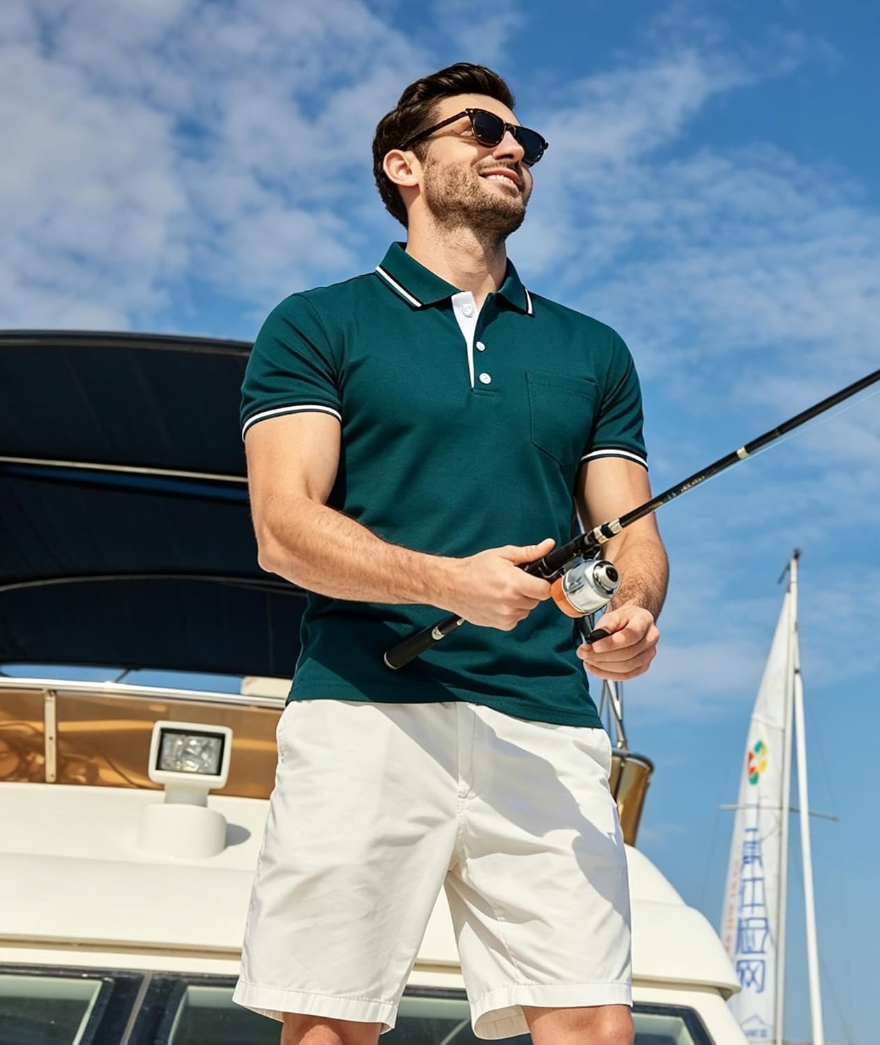image:imageZITY Mens Polo Shirts Short Sleeve Casual Collared Shirts Moisture Wicking Athletic Work Golf Shirts for Men with PocketDark Teal Blue