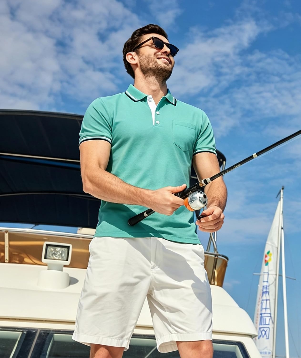 image:imageZITY Mens Polo Shirts Short Sleeve Casual Collared Shirts Moisture Wicking Athletic Work Golf Shirts for Men with PocketEmerald Blue