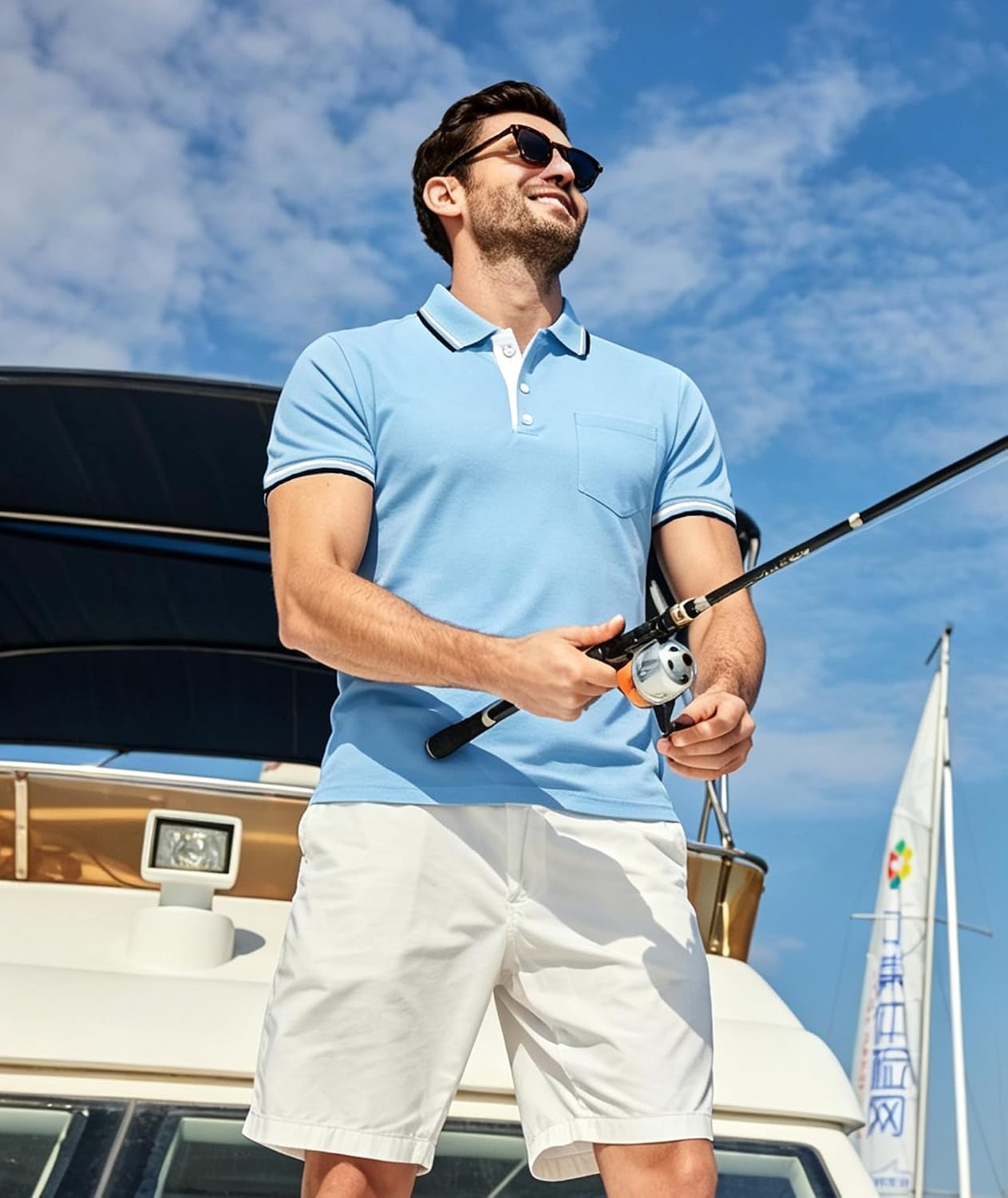 image:imageZITY Mens Polo Shirts Short Sleeve Casual Collared Shirts Moisture Wicking Athletic Work Golf Shirts for Men with PocketMoon Blue
