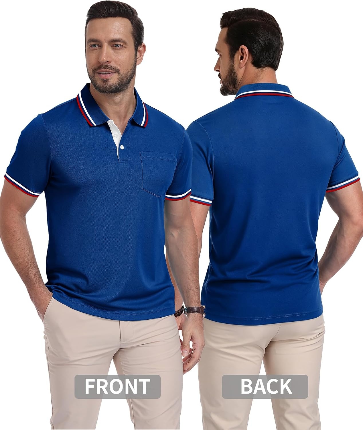 image:imageZITY Mens Polo Shirts Short Sleeve Casual Collared Shirts Moisture Wicking Athletic Work Golf Shirts for Men with PocketRoyal Blue