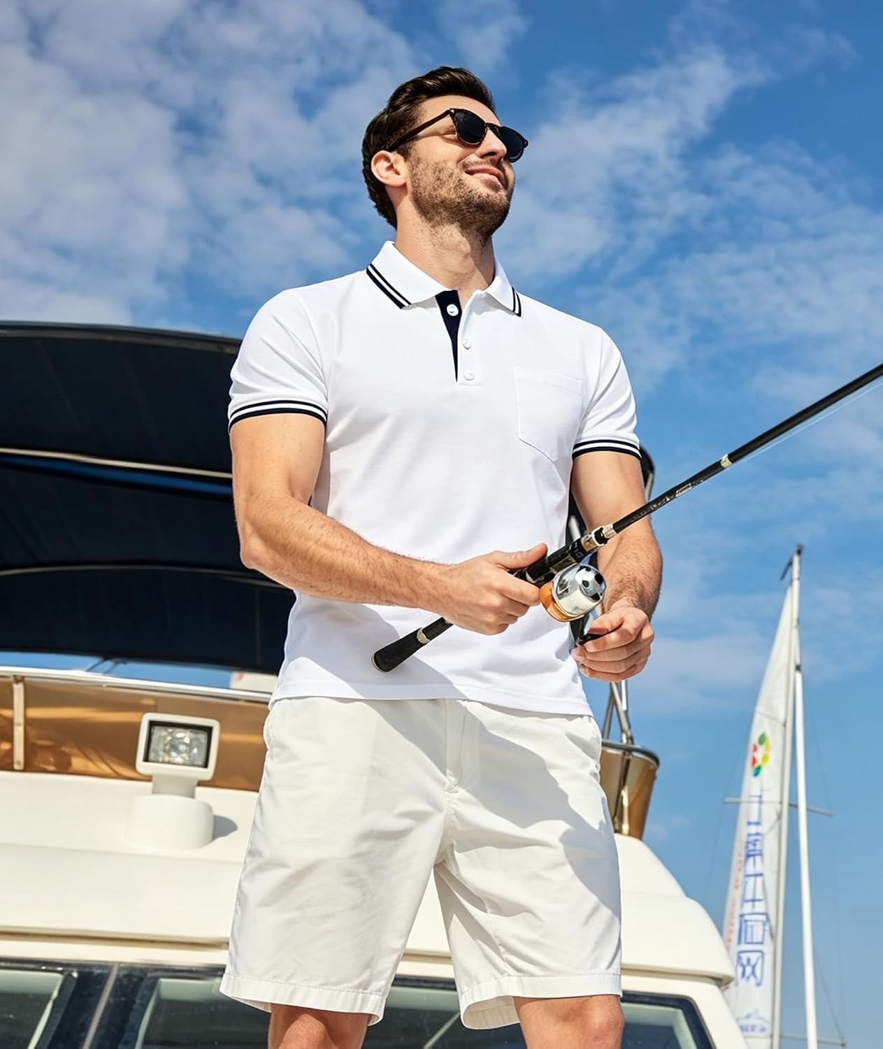 image:imageZITY Mens Polo Shirts Short Sleeve Casual Collared Shirts Moisture Wicking Athletic Work Golf Shirts for Men with PocketWhite