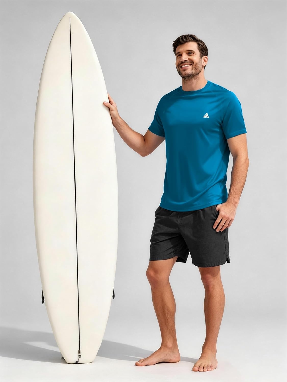 image:imageZITY Mens Swim Shirt Short Sleeve UPF 50 Fishing Rash Guard TShirts Quick Dry Workout Running ShirtsBlue