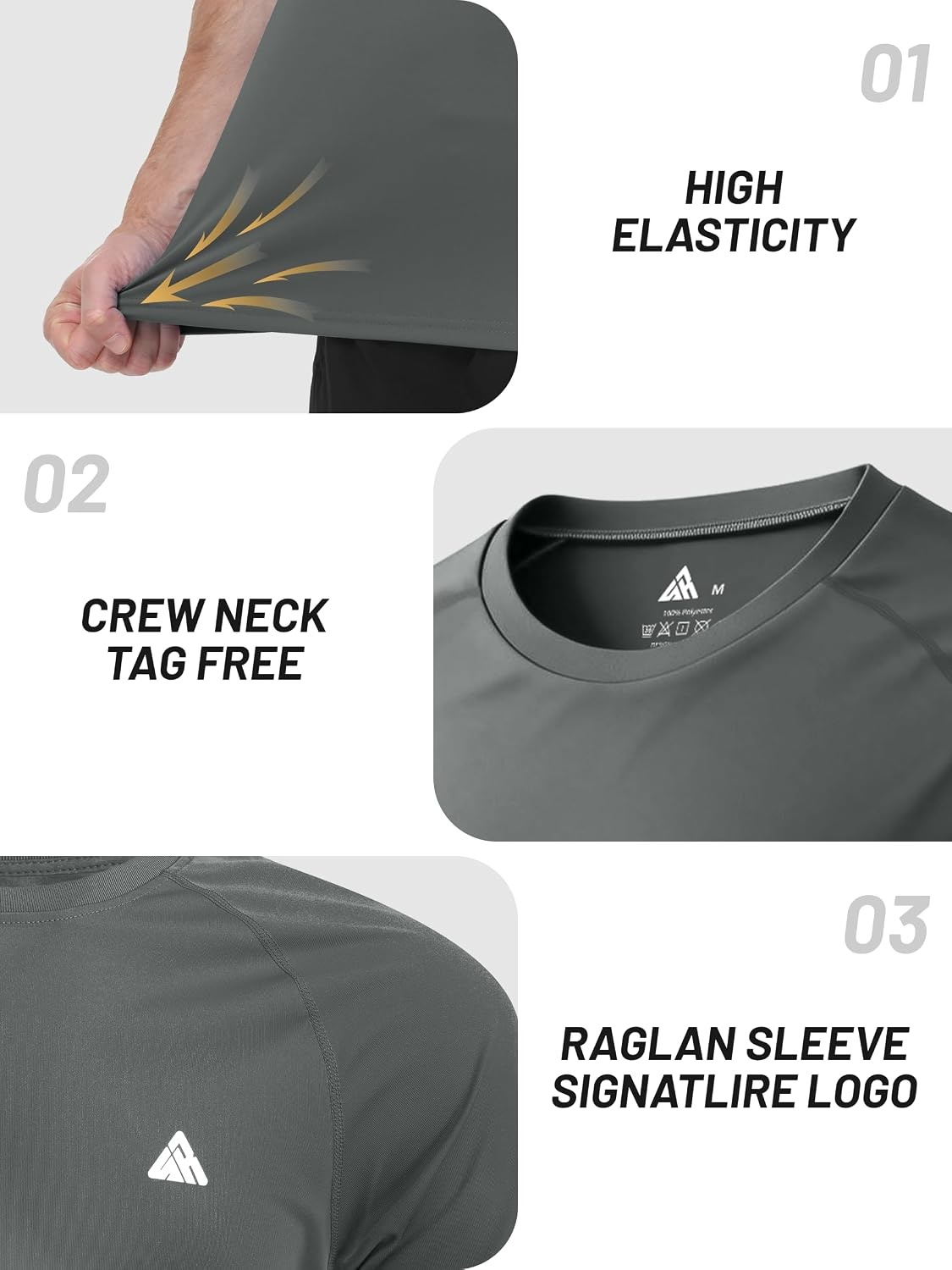 image:imageZITY Mens Swim Shirt Short Sleeve UPF 50 Fishing Rash Guard TShirts Quick Dry Workout Running ShirtsDark Grey