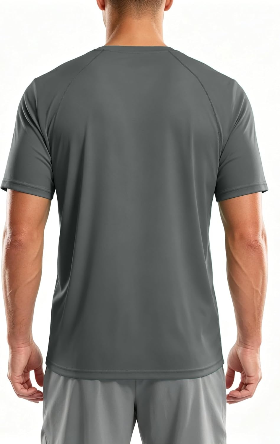 image:imageZITY Mens Swim Shirt Short Sleeve UPF 50 Fishing Rash Guard TShirts Quick Dry Workout Running ShirtsDark Grey