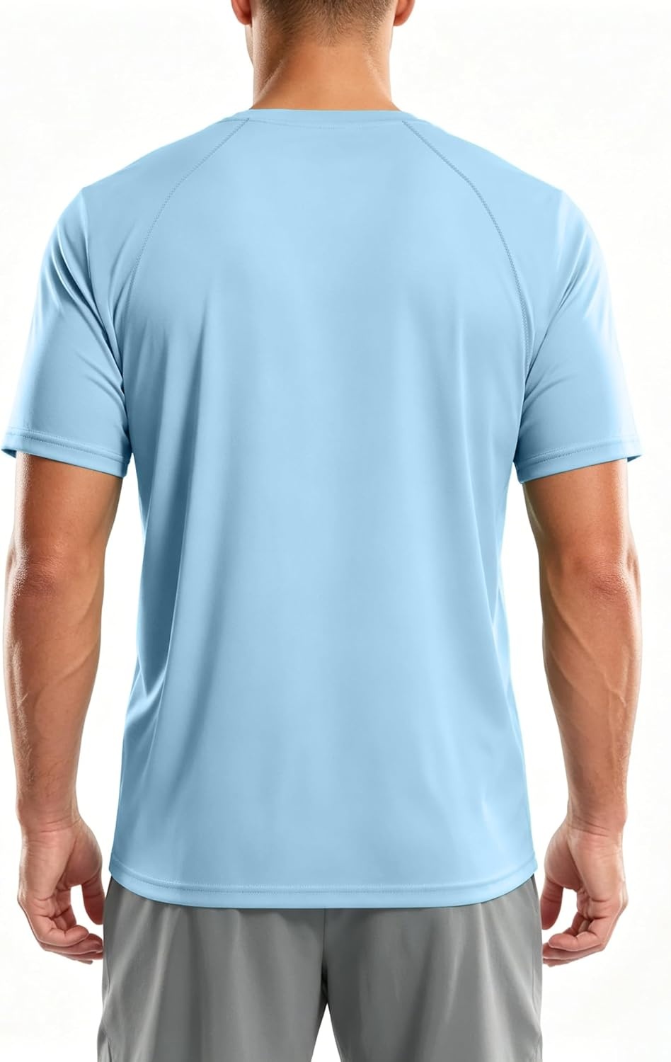 image:imageZITY Mens Swim Shirt Short Sleeve UPF 50 Fishing Rash Guard TShirts Quick Dry Workout Running ShirtsLight Blue
