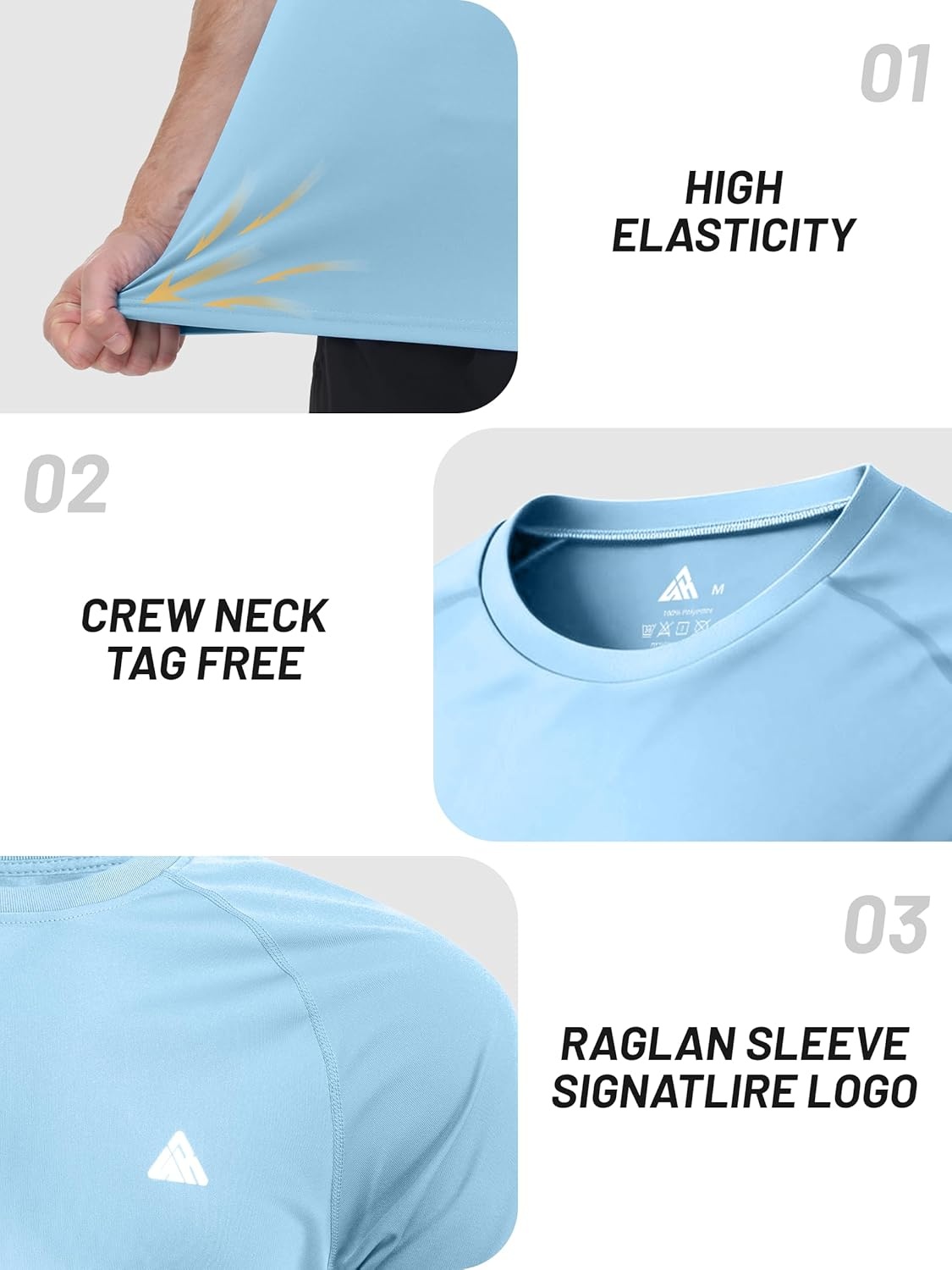 image:imageZITY Mens Swim Shirt Short Sleeve UPF 50 Fishing Rash Guard TShirts Quick Dry Workout Running ShirtsLight Blue