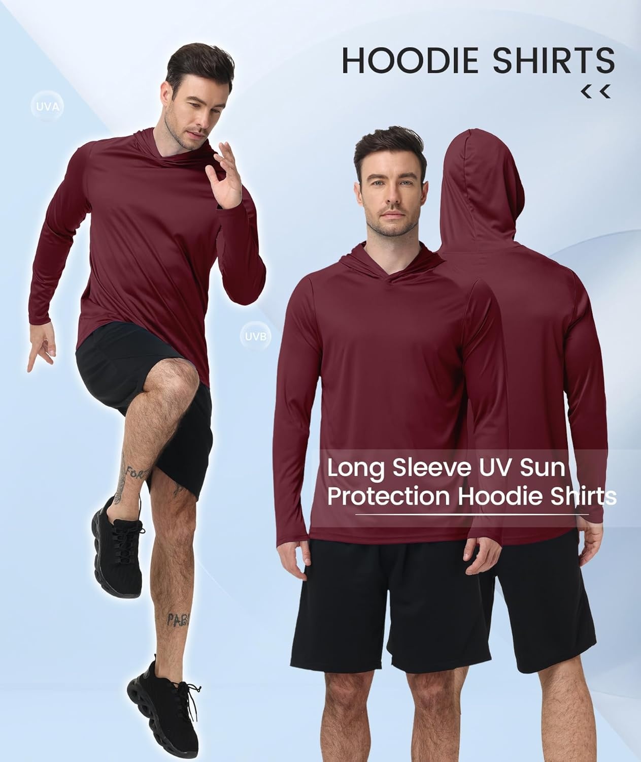 image:imageZITY Sun Hoodie Mens Hooded UPF 50 Long Sleeve UV Protection Shirts for Men Fishing Shirts for Men with Hood Mens Shirts 3 Pack