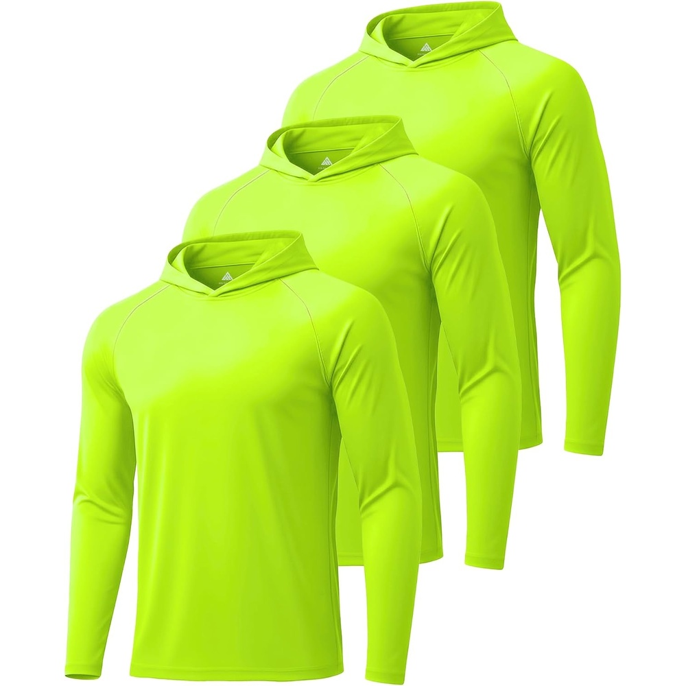 image:imageZITY 3 Pack Mens Sun Protection Hoodie Shirt Fishing Shirts for Men UPF 50 Long Sleeve Shirt Lightweight Rash Guard3pcs Neon Green