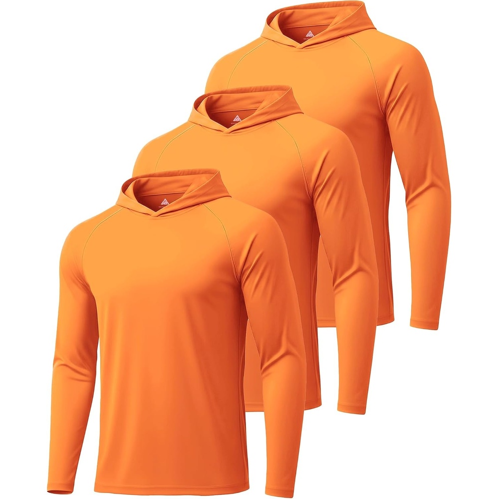 image:imageZITY 3 Pack Mens Sun Protection Hoodie Shirt Fishing Shirts for Men UPF 50 Long Sleeve Shirt Lightweight Rash Guard3pcs Neon Orange