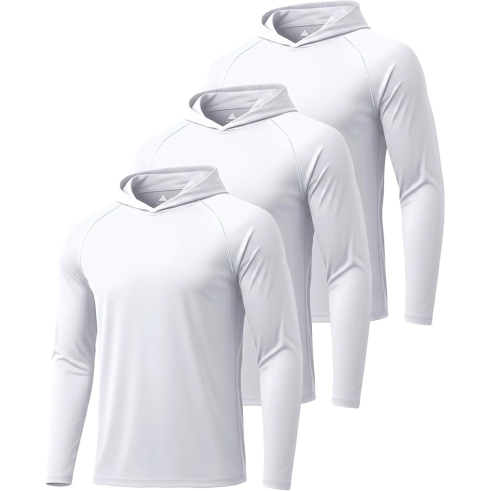 image:imageZITY 3 Pack Mens Sun Protection Hoodie Shirt Fishing Shirts for Men UPF 50 Long Sleeve Shirt Lightweight Rash Guard3pcs White