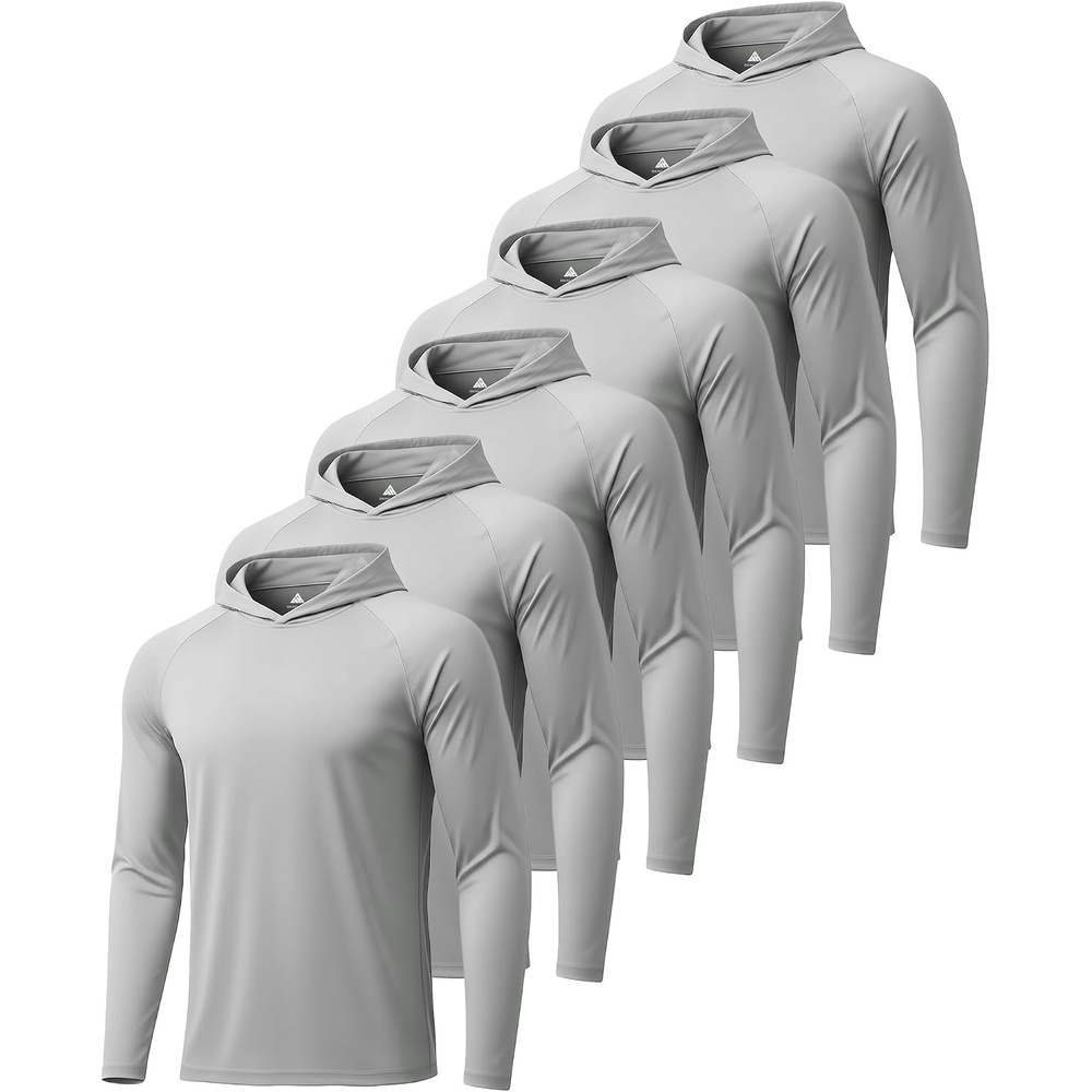 image:imageZITY 3 Pack Mens Sun Protection Hoodie Shirt Fishing Shirts for Men UPF 50 Long Sleeve Shirt Lightweight Rash Guard6pcs Light Grey