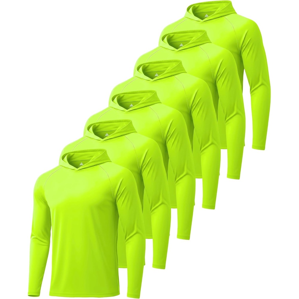 image:imageZITY 3 Pack Mens Sun Protection Hoodie Shirt Fishing Shirts for Men UPF 50 Long Sleeve Shirt Lightweight Rash Guard6pcs Neon Green