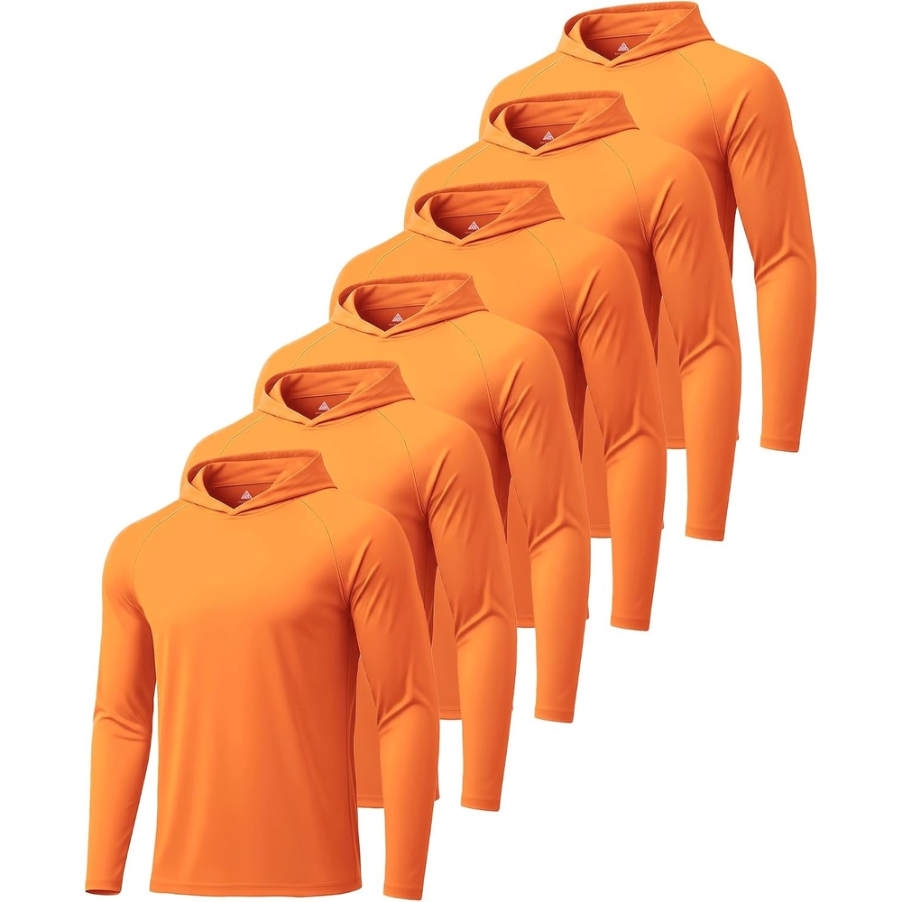 image:imageZITY 3 Pack Mens Sun Protection Hoodie Shirt Fishing Shirts for Men UPF 50 Long Sleeve Shirt Lightweight Rash Guard6pcs Neon Orange