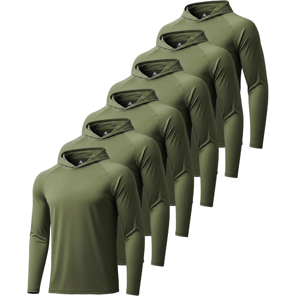 image:imageZITY 3 Pack Mens Sun Protection Hoodie Shirt Fishing Shirts for Men UPF 50 Long Sleeve Shirt Lightweight Rash Guard6pcs Olive Night