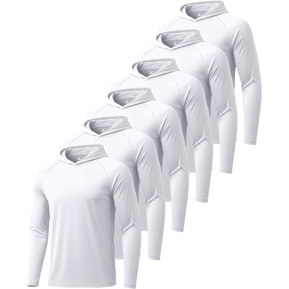 image:imageZITY 3 Pack Mens Sun Protection Hoodie Shirt Fishing Shirts for Men UPF 50 Long Sleeve Shirt Lightweight Rash Guard6pcs White
